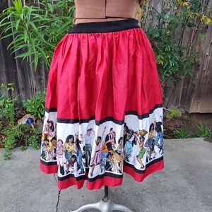 Pinup Couture Red A-Line Skirt with Dance Print